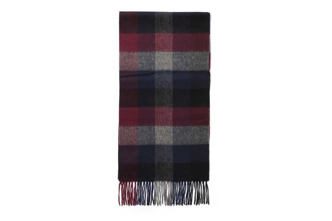 Lambswool Checked Scarf - 376 - RUTHERFORD & Co