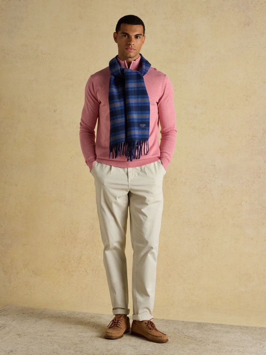 Langtree Blue & Brown Checked Large Scarf - RUTHERFORD & Co