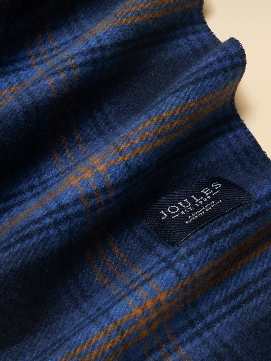 Langtree Blue & Brown Checked Large Scarf - RUTHERFORD & Co