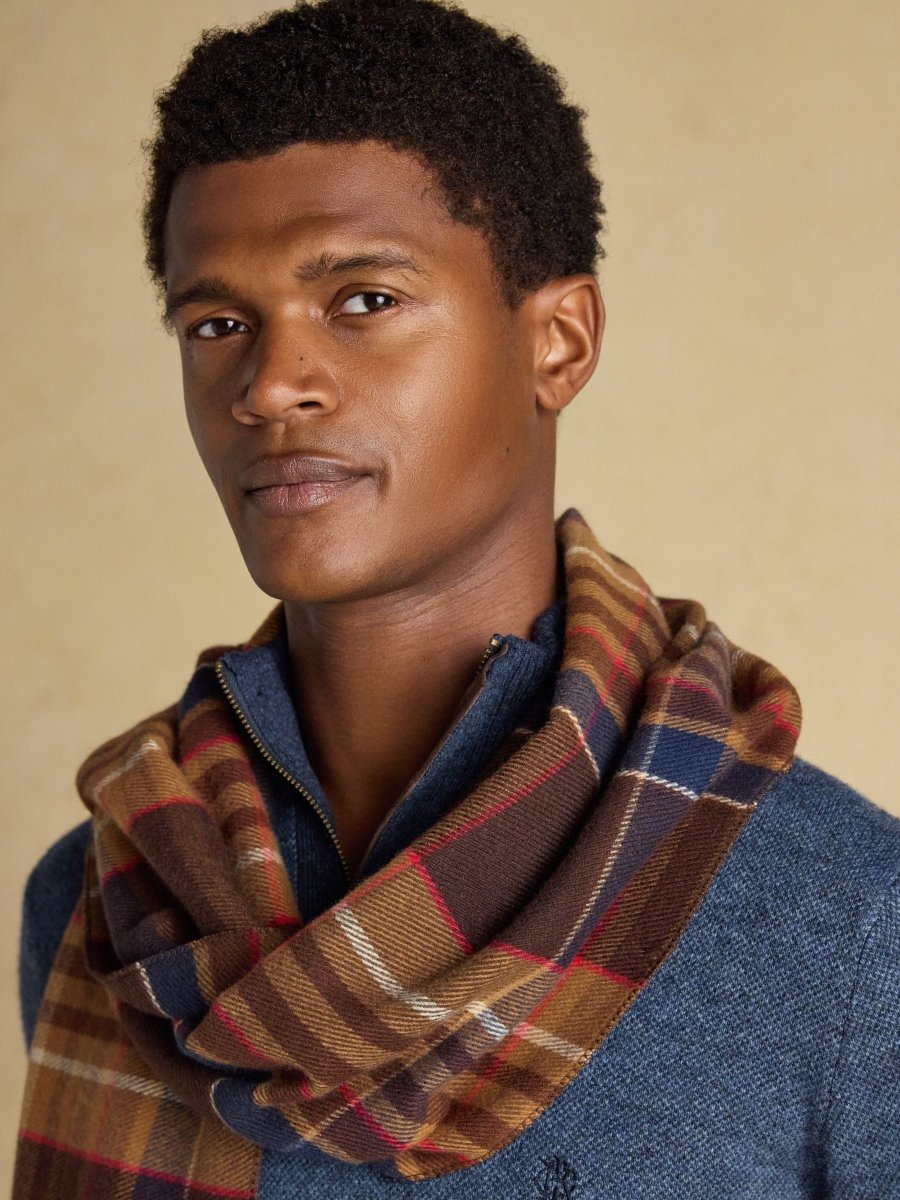 Langtree Check Brown Scarf - RUTHERFORD & Co