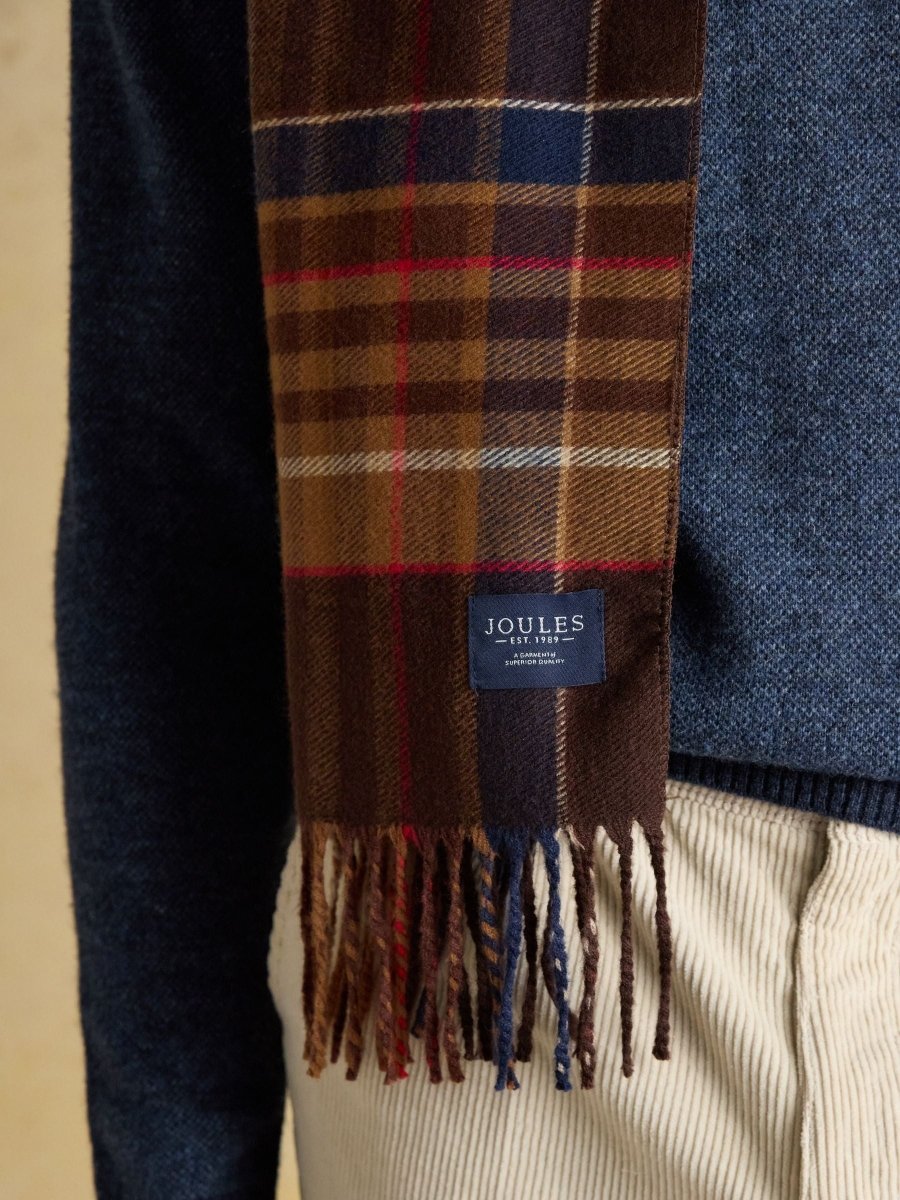 Langtree Check Brown Scarf - RUTHERFORD & Co