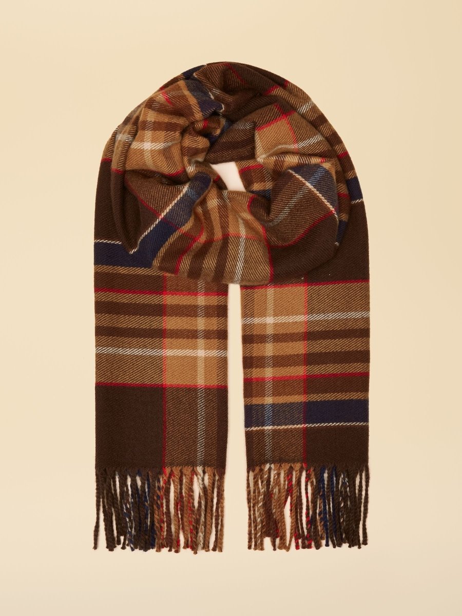 Langtree Check Brown Scarf - RUTHERFORD & Co