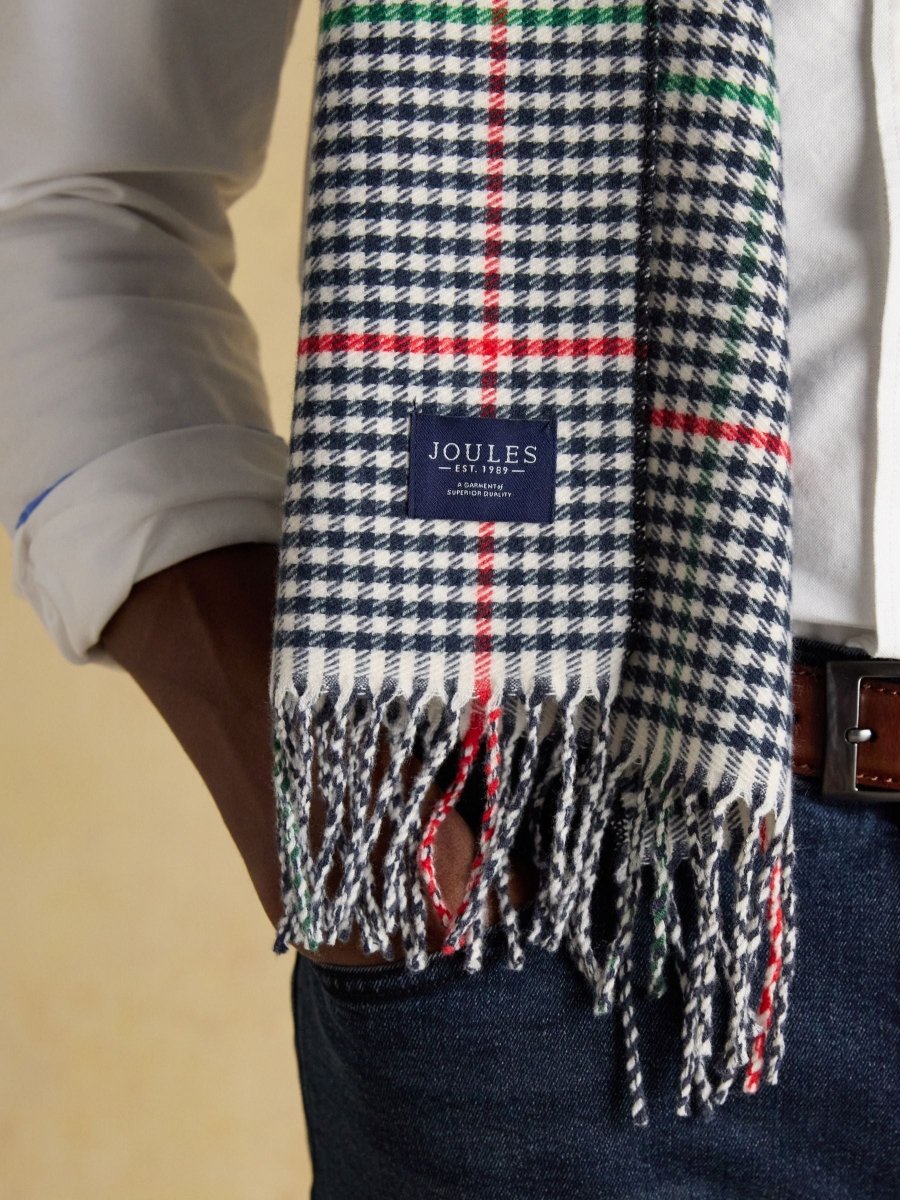 Langtree Check Cream/Navy Scarf - RUTHERFORD & Co