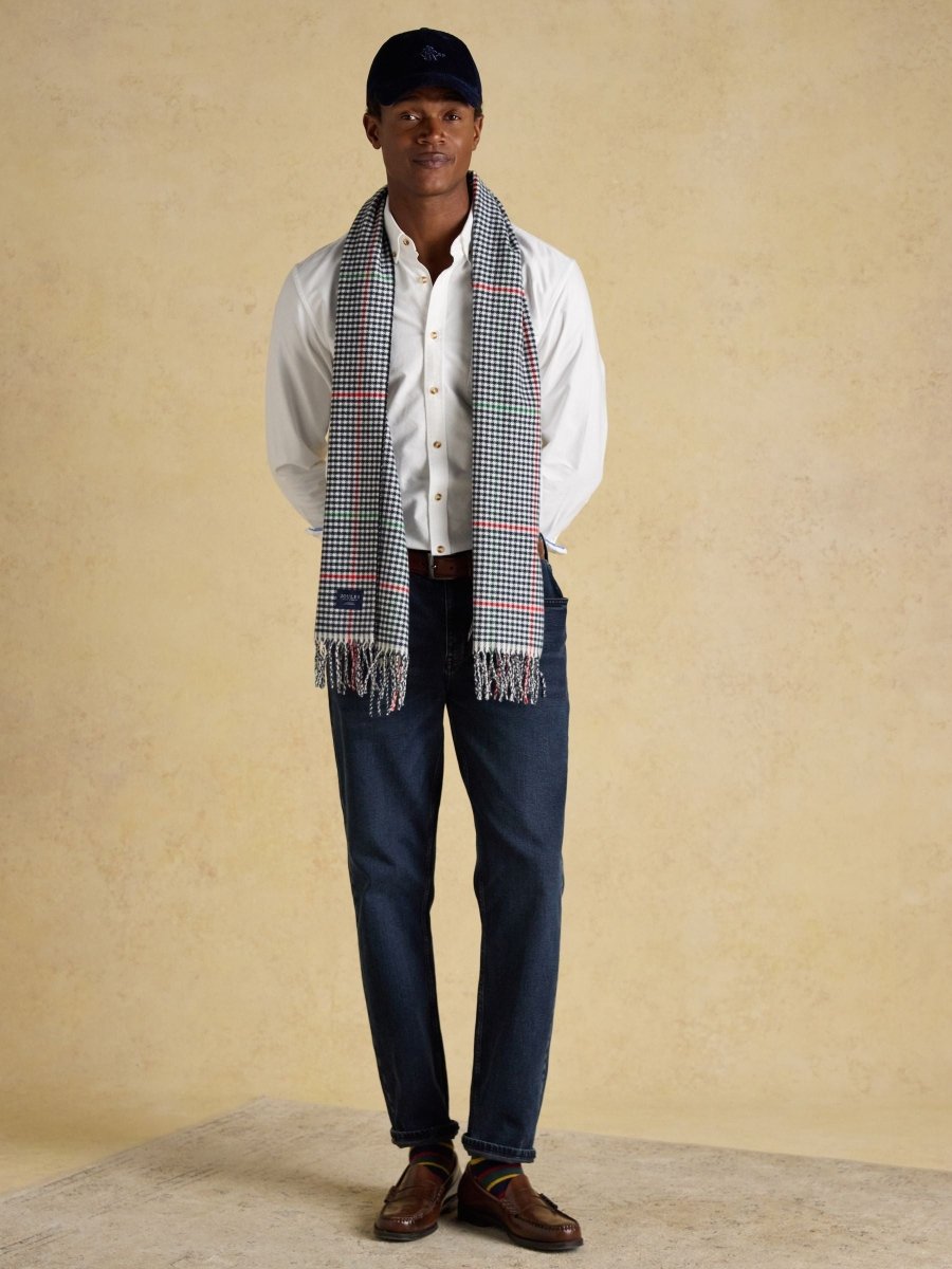 Langtree Check Cream/Navy Scarf - RUTHERFORD & Co