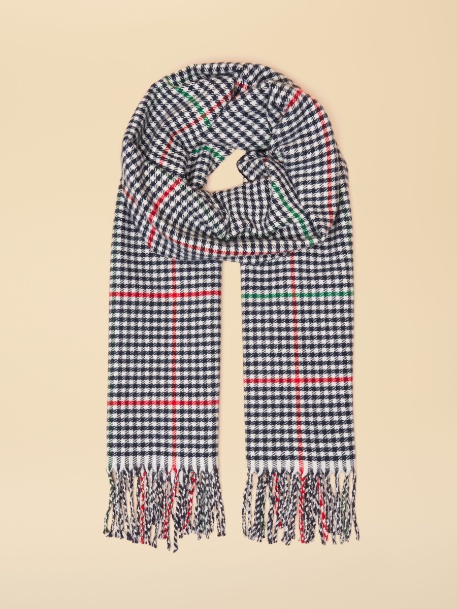 Langtree Check Cream/Navy Scarf - RUTHERFORD & Co