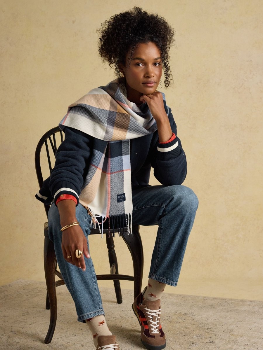 Langtree Cream/Blue Large Unisex Scarf - RUTHERFORD & Co