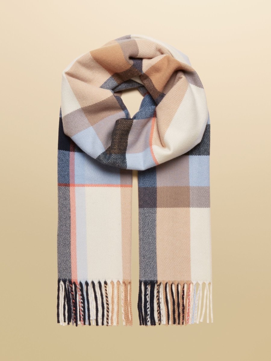 Langtree Cream/Blue Large Unisex Scarf - RUTHERFORD & Co
