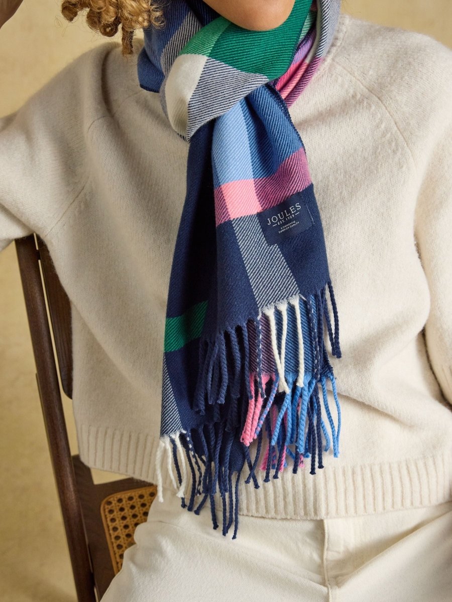 Langtree Navy & Pink Check Scarf - RUTHERFORD & Co