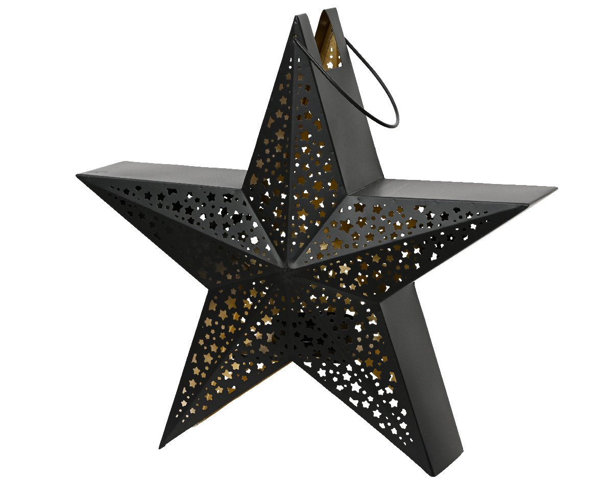 Lantern Iron Star - Black - Gold - RUTHERFORD & Co