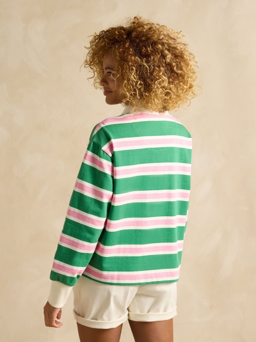Lara Green/White Boxy Fit Rugby Shirt - RUTHERFORD & Co