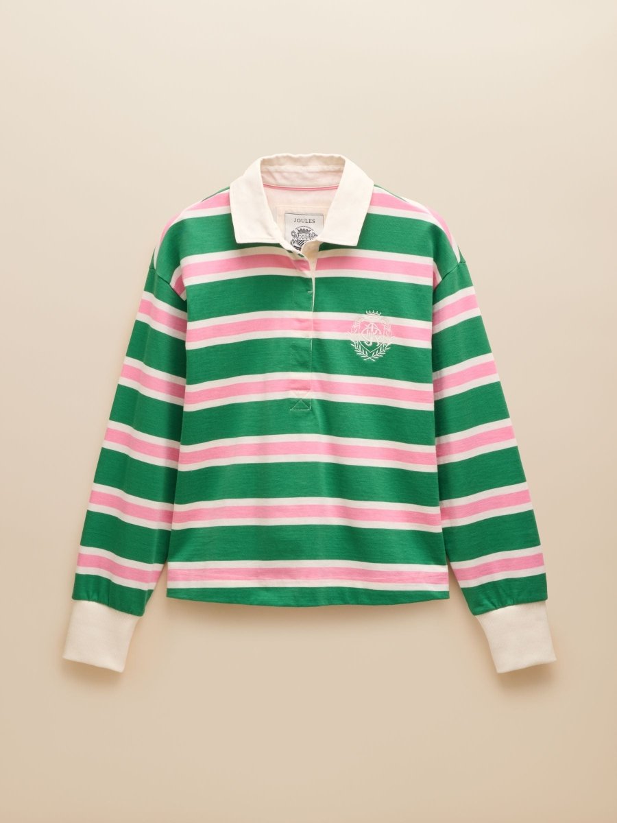 Lara Green/White Boxy Fit Rugby Shirt - RUTHERFORD & Co