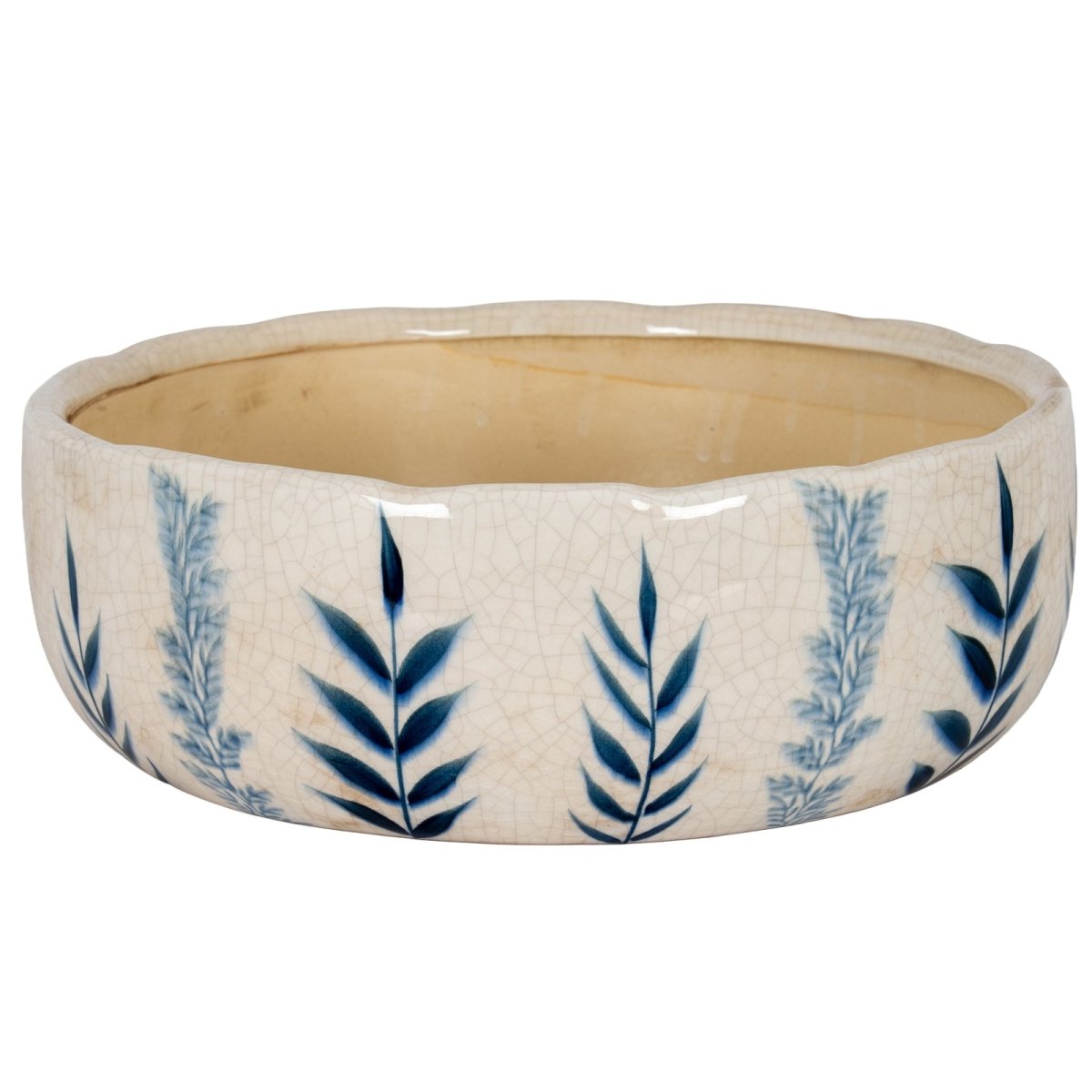 Large Blue Flora Bowl Pot - RUTHERFORD & Co