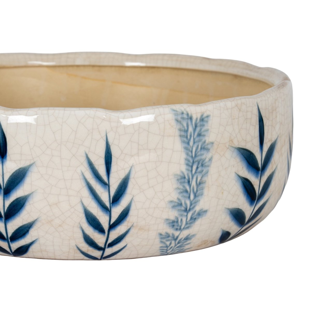 Large Blue Flora Bowl Pot - RUTHERFORD & Co