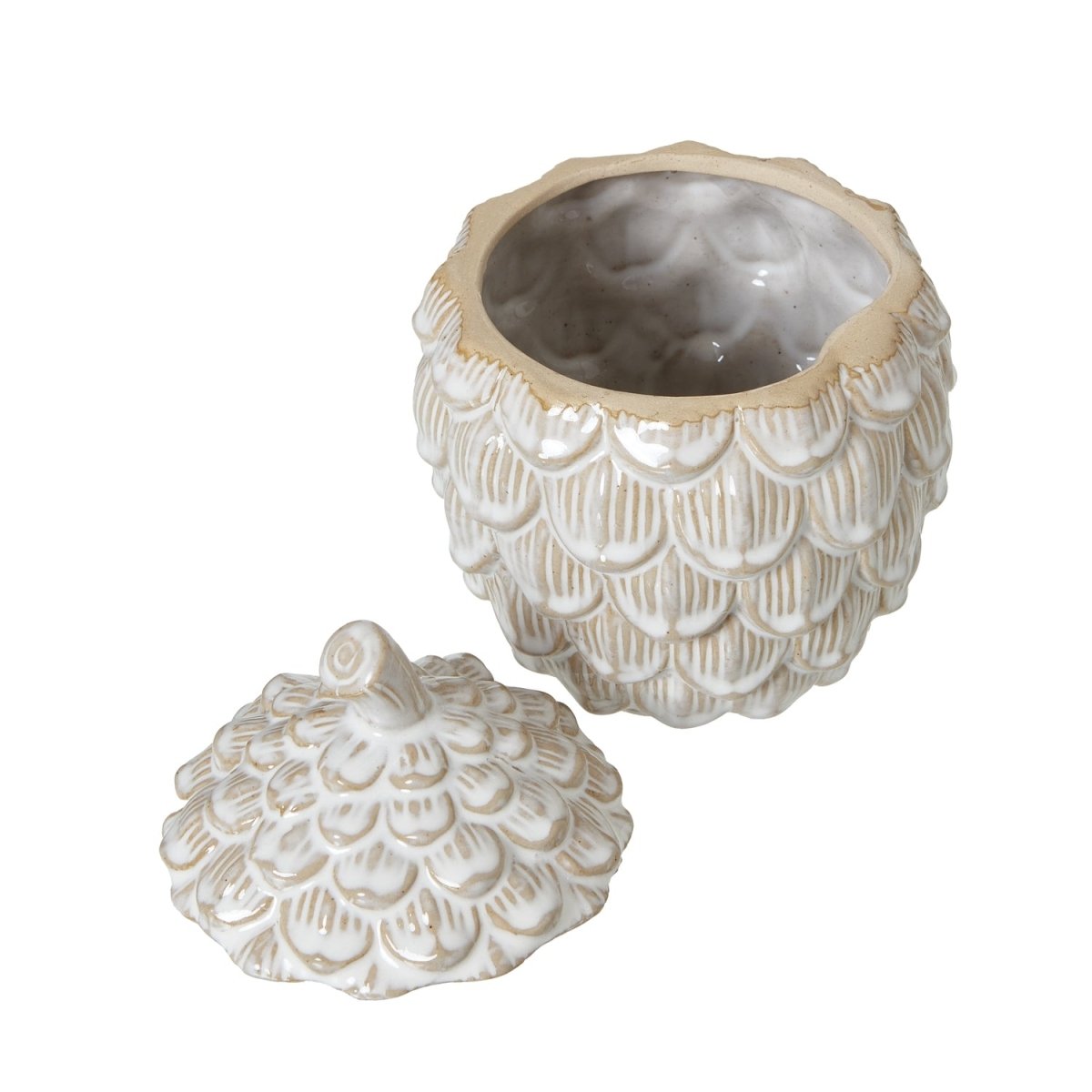 Large Ceramic Pine Cone Trinket Dish With Lid - RUTHERFORD & Co
