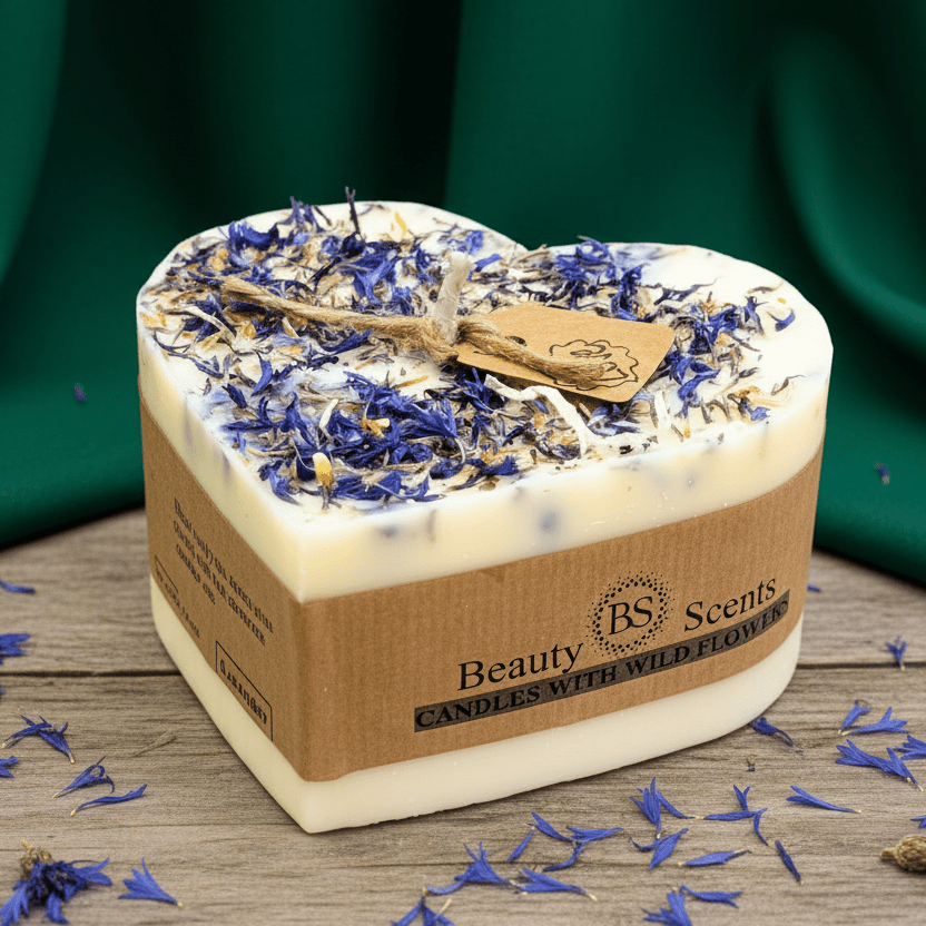 Large Heart Scented Candle with Wild Flowers - RUTHERFORD & Co