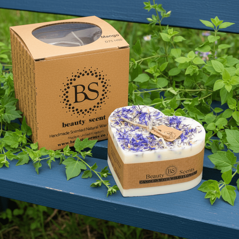 Large Heart Scented Candle with Wild Flowers - RUTHERFORD & Co