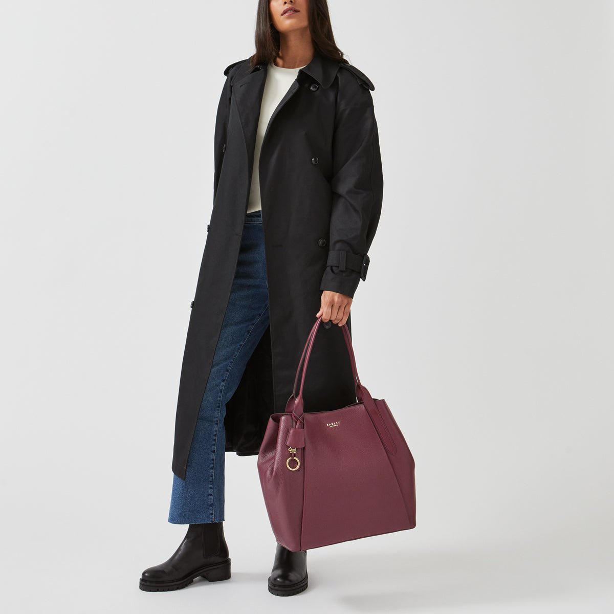 Large Open Top Tote Dark Cherry - RUTHERFORD & Co