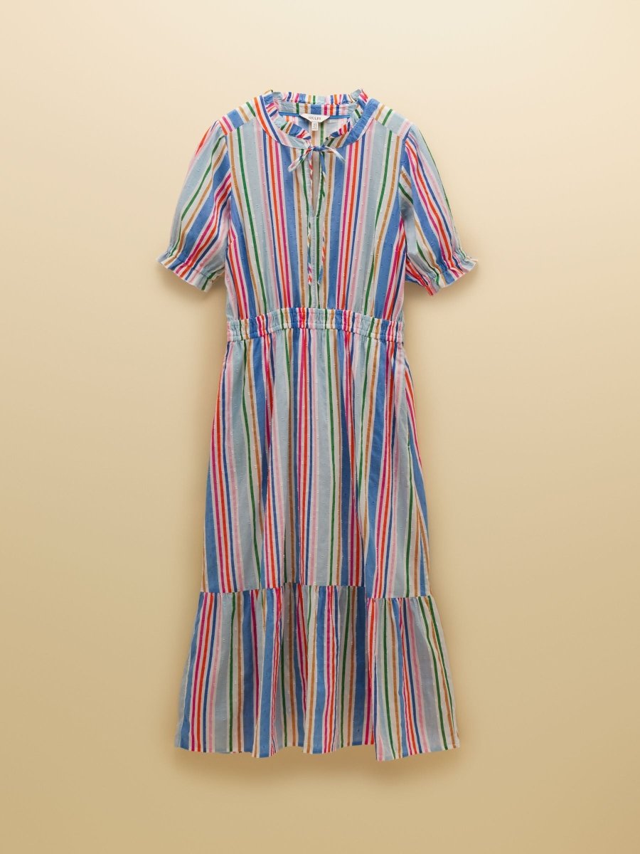 Larissa Multi Striped Tie Neck Midi Dress - RUTHERFORD & Co