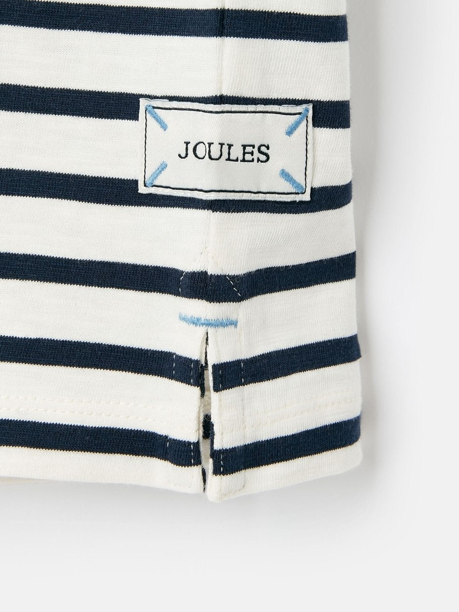 Laundered Stripe Cream & Navy Short Sleeve Stripe T-Shirt - RUTHERFORD & Co