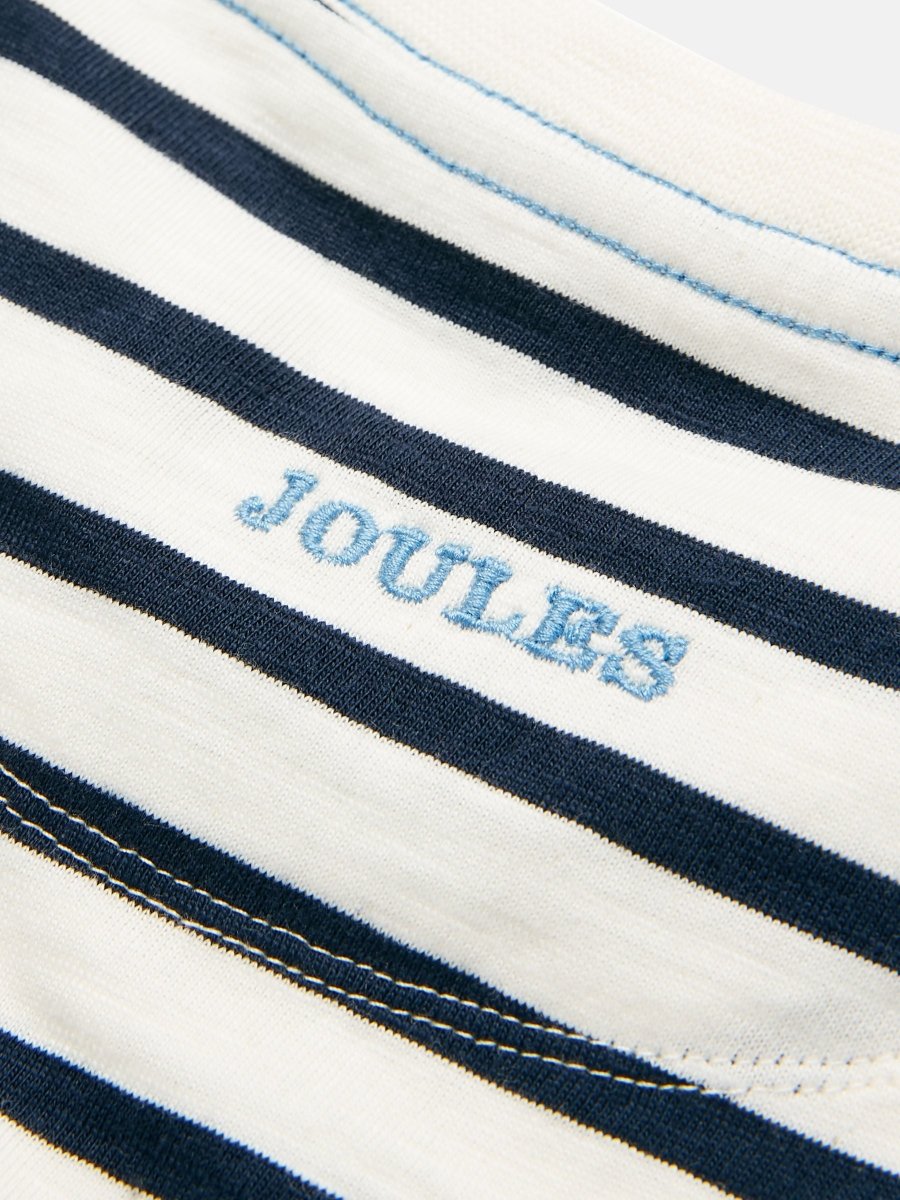 Laundered Stripe Cream & Navy Short Sleeve Stripe T-Shirt - RUTHERFORD & Co