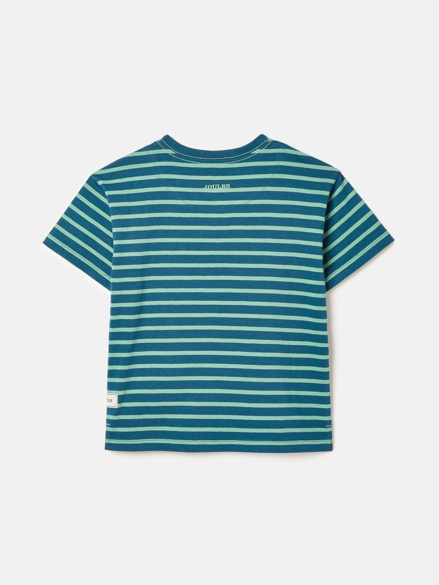 Laundered Stripe Teal/Navy Short Sleeve Stripe T-Shirt - RUTHERFORD & Co