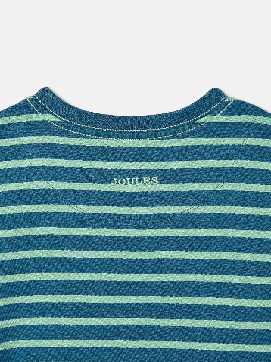 Laundered Stripe Teal/Navy Short Sleeve Stripe T-Shirt - RUTHERFORD & Co