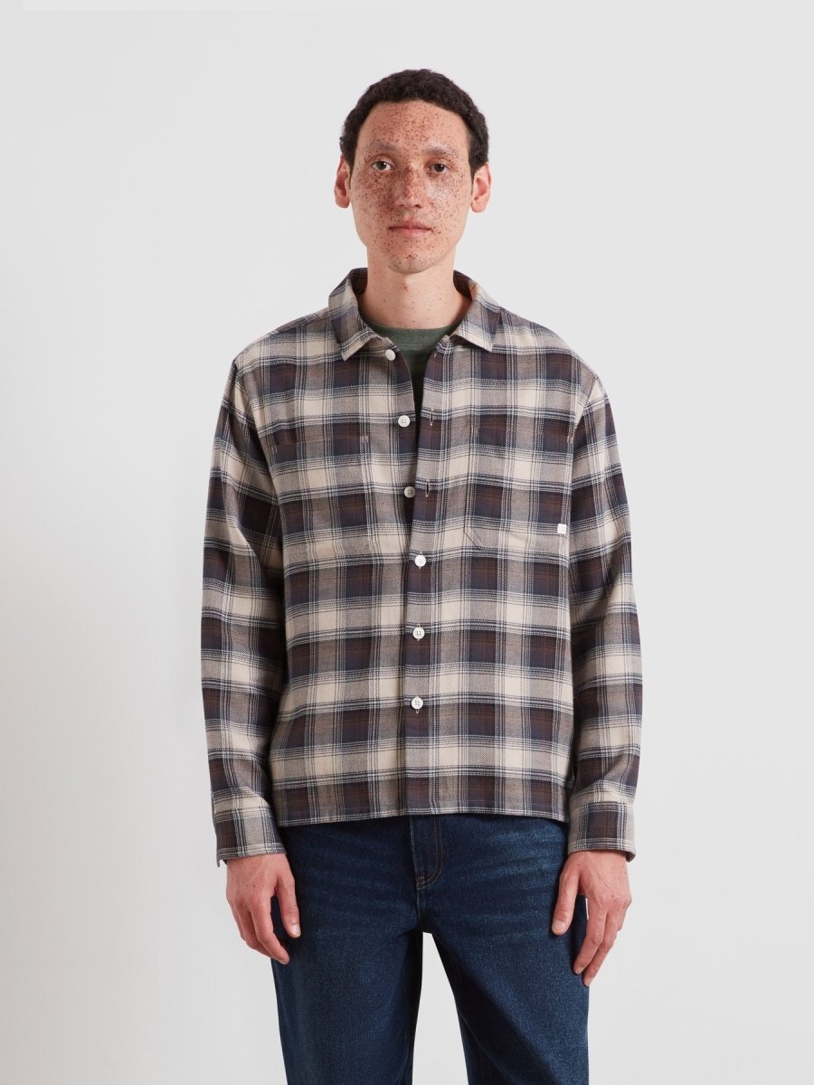 Lavelle Check Overshirt In Dark Brown - RUTHERFORD & Co
