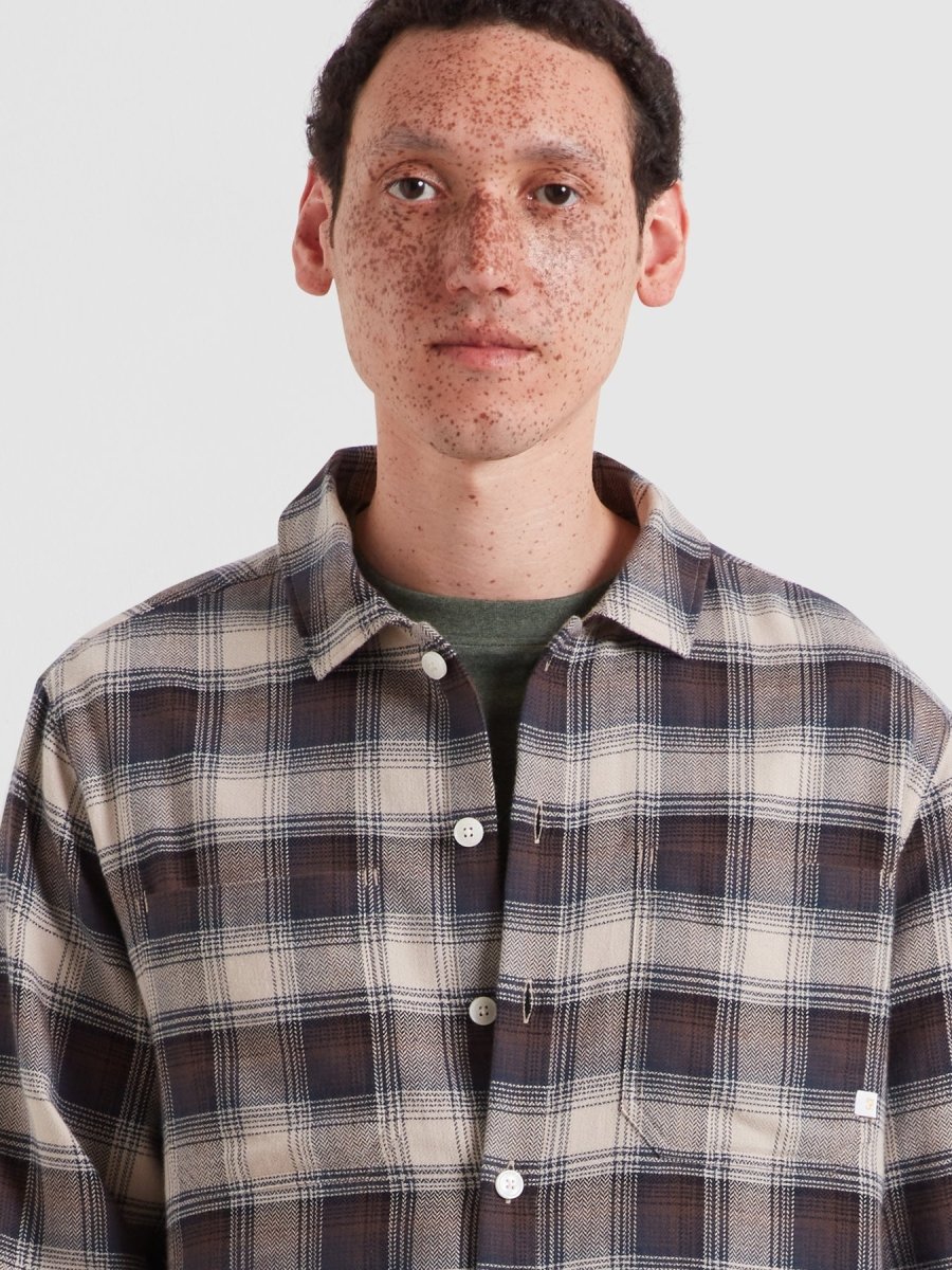 Lavelle Check Overshirt In Dark Brown - RUTHERFORD & Co