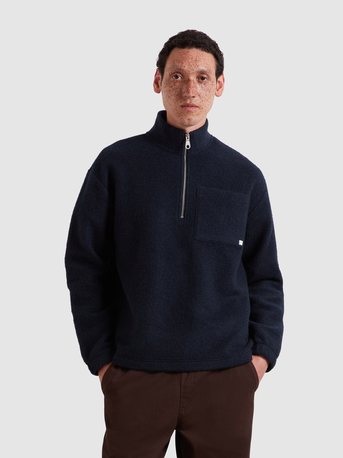 Howard Quarter Zip Sweatshirt In True Navy