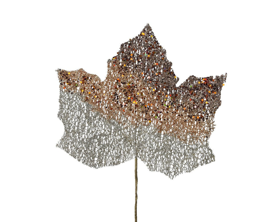 Leaf on Stem Glitter Beads - Brown - RUTHERFORD & Co
