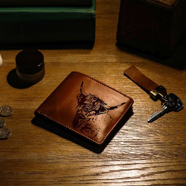 LEATHER WALLET/HIGHLAND COW - RUTHERFORD & Co