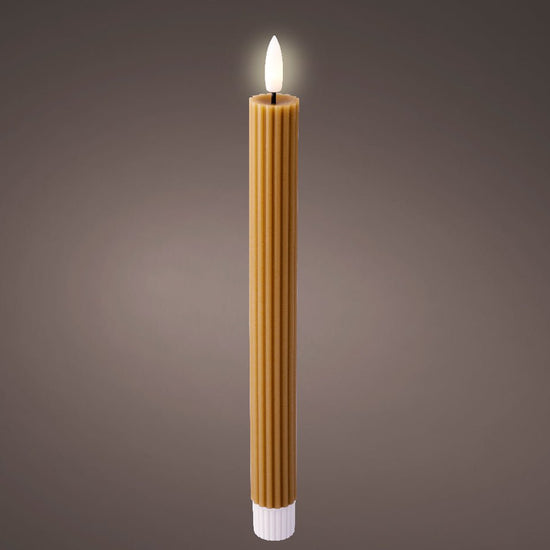 LED Wick Dinner Candle Wax Flat Top Steady Battery Operated Indoor - Brown Warm White - 2.2x24.5cm - RUTHERFORD & Co