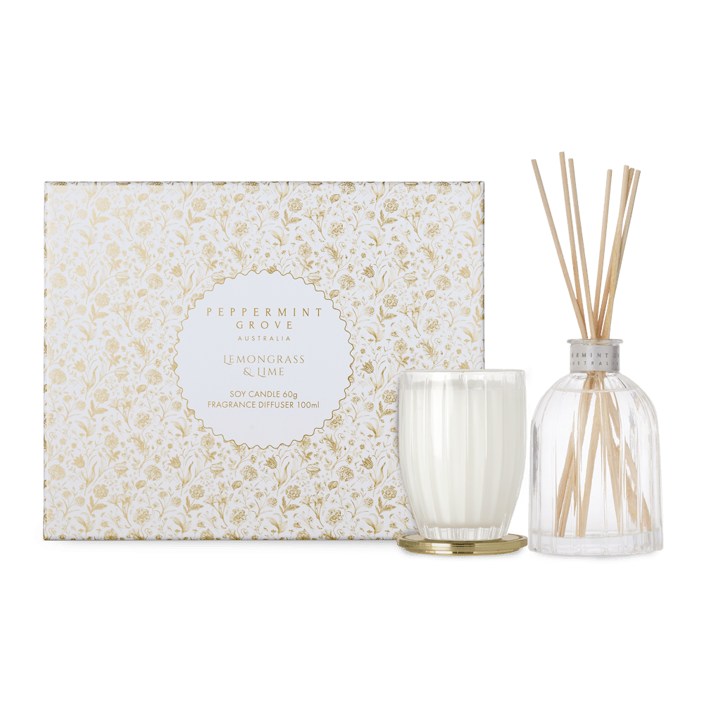 Lemongrass & Lime Mini Soy Candle & Diffuser Set - RUTHERFORD & Co