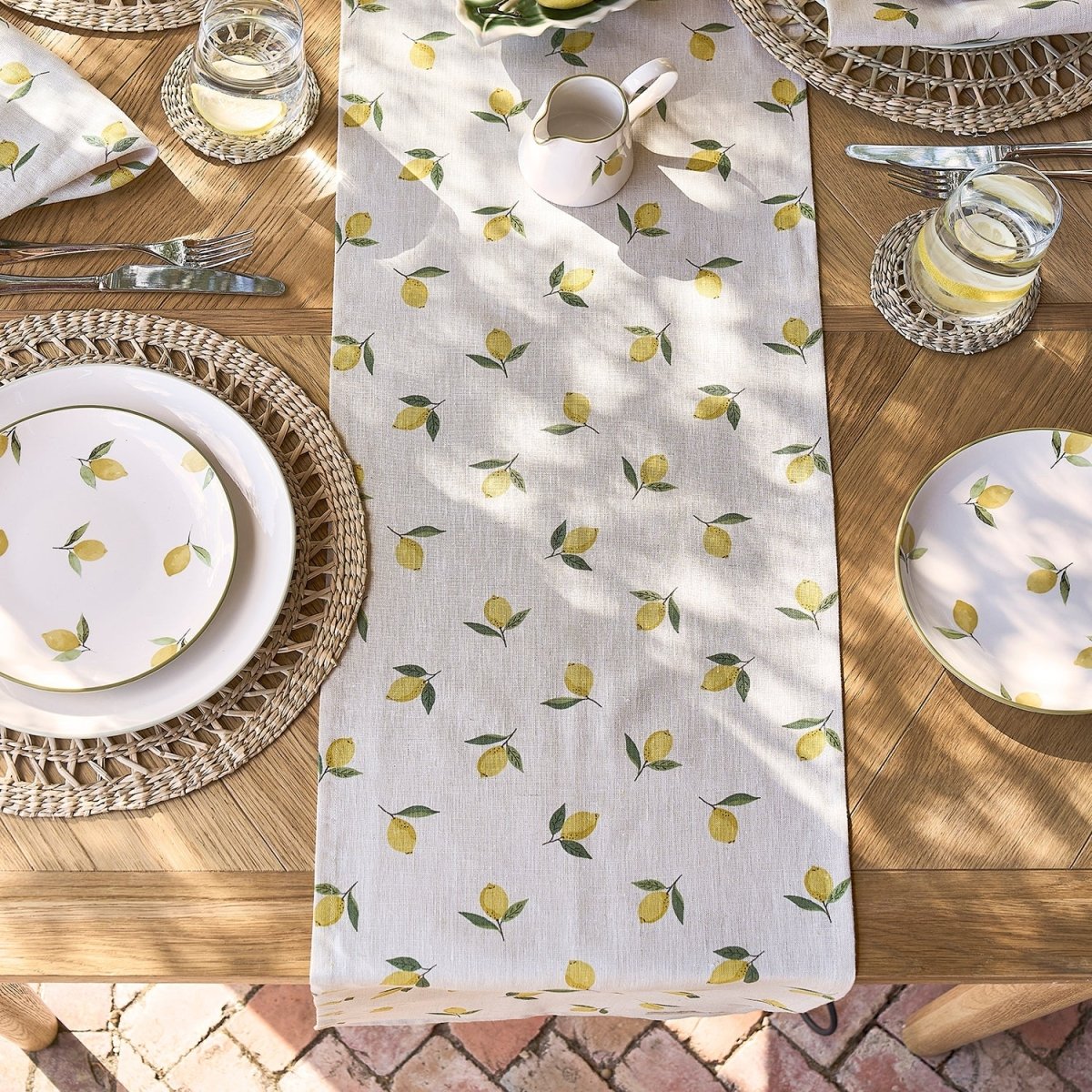 Lemons Linen Table Runner - RUTHERFORD & Co