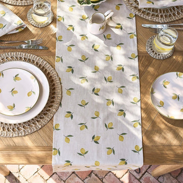 Lemons Linen Table Runner - RUTHERFORD & Co
