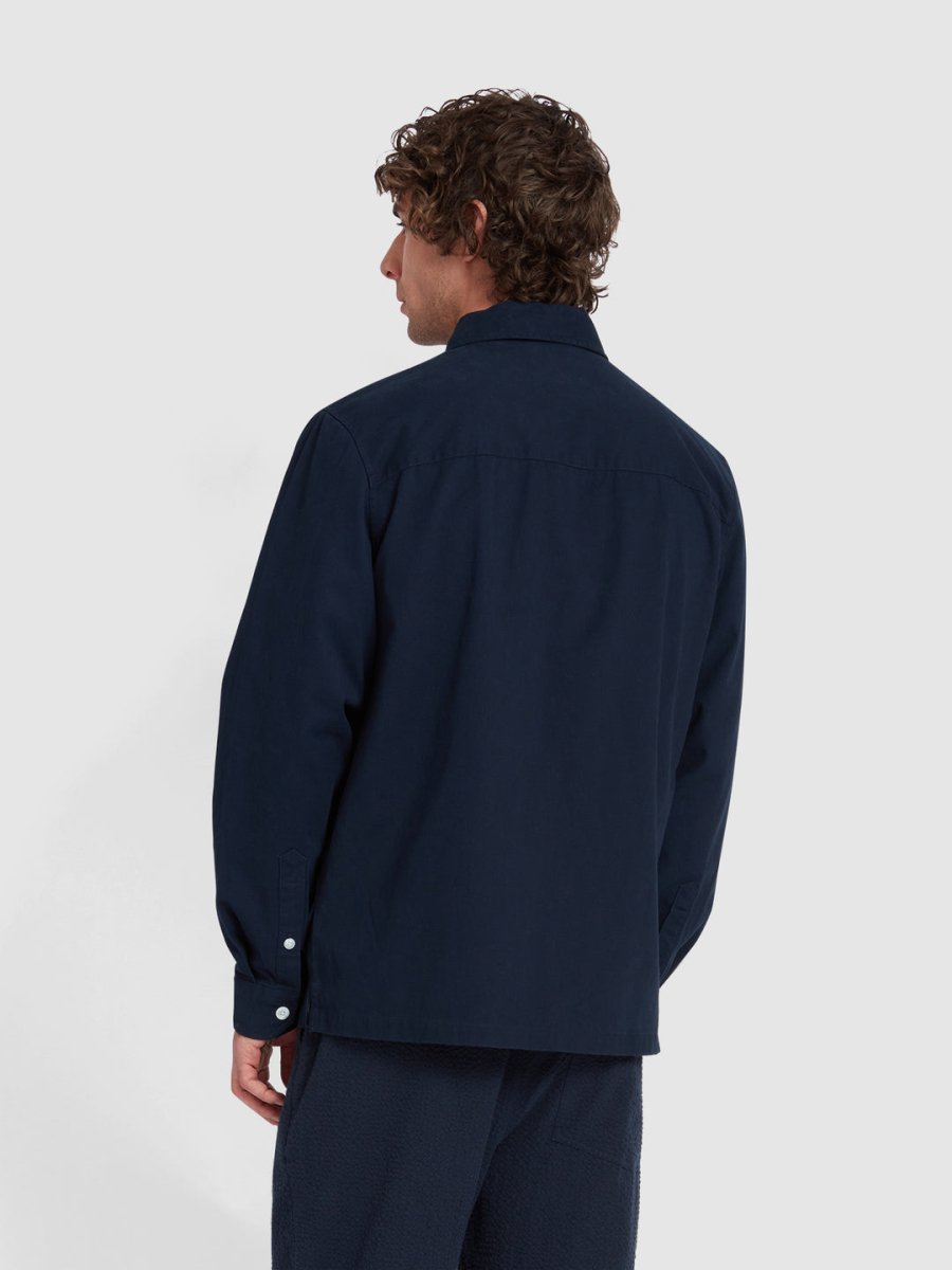 Leon Overshirt In True Navy - RUTHERFORD & Co
