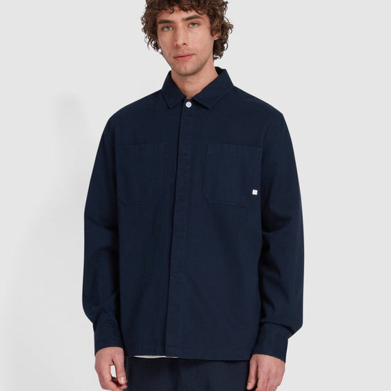 Leon Overshirt In True Navy - RUTHERFORD & Co