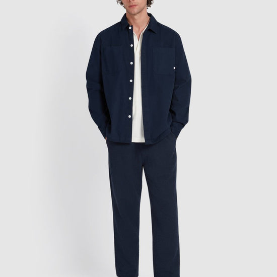 Leon Overshirt In True Navy - RUTHERFORD & Co
