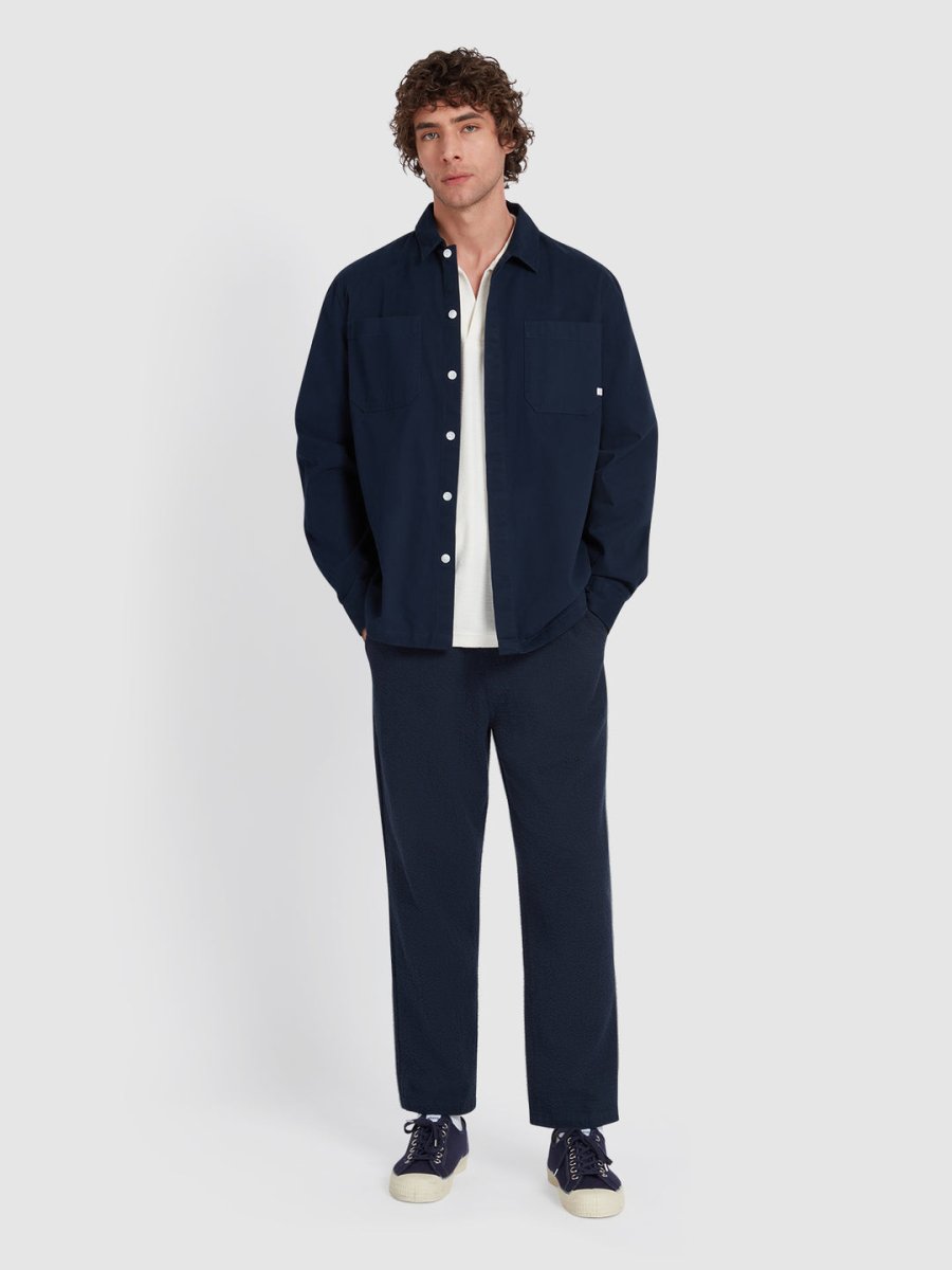 Leon Overshirt In True Navy - RUTHERFORD & Co