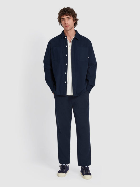 Leon Overshirt In True Navy - RUTHERFORD & Co