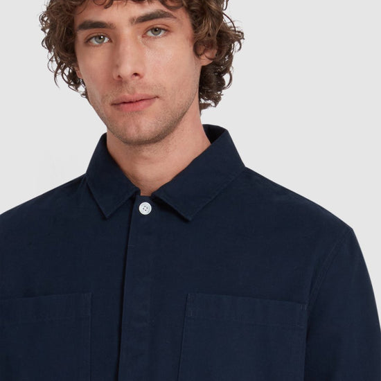 Leon Overshirt In True Navy - RUTHERFORD & Co