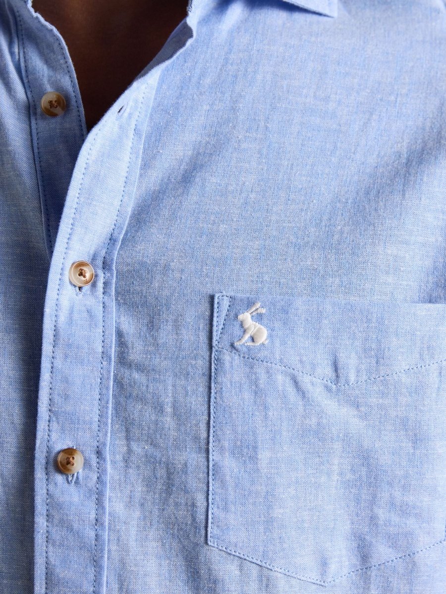 Light Blue Linen Blend Long Sleeve Shirt - RUTHERFORD & Co