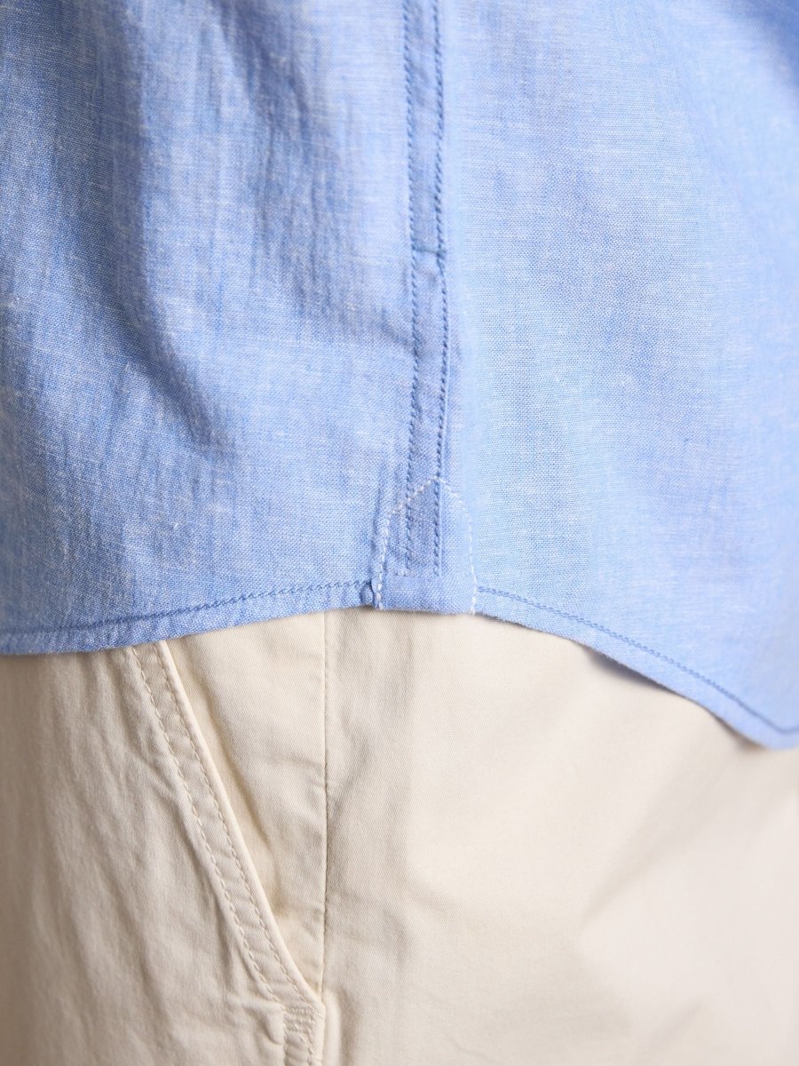 Light Blue Linen Blend Long Sleeve Shirt - RUTHERFORD & Co