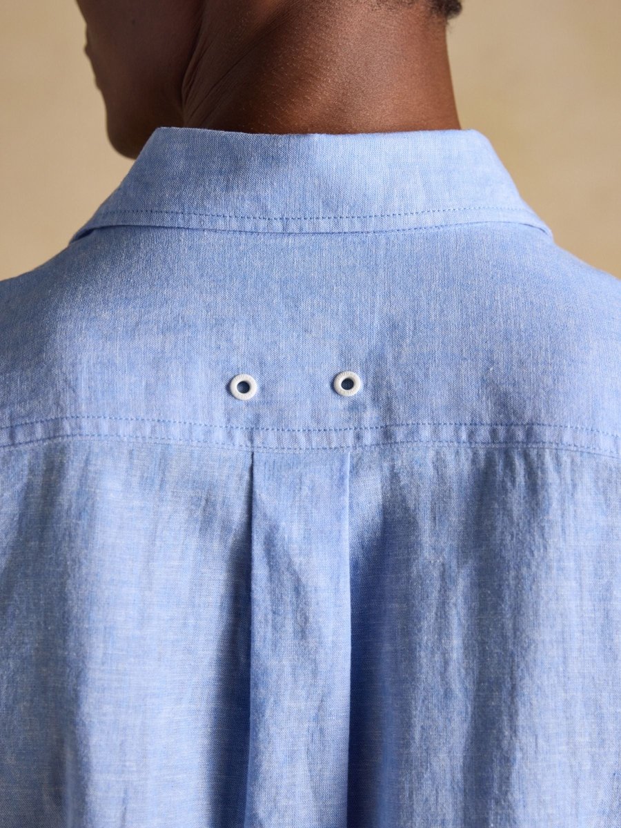 Light Blue Linen Blend Long Sleeve Shirt - RUTHERFORD & Co