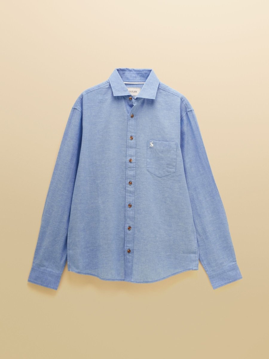 Light Blue Linen Blend Long Sleeve Shirt - RUTHERFORD & Co