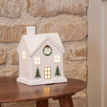 Light Up Porcelain Wreath House - RUTHERFORD & Co