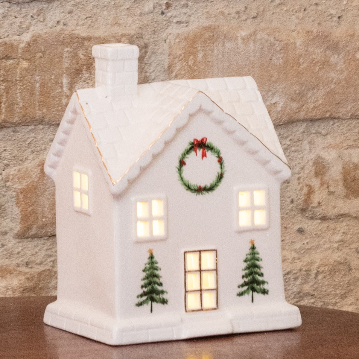 Light Up Porcelain Wreath House - RUTHERFORD & Co