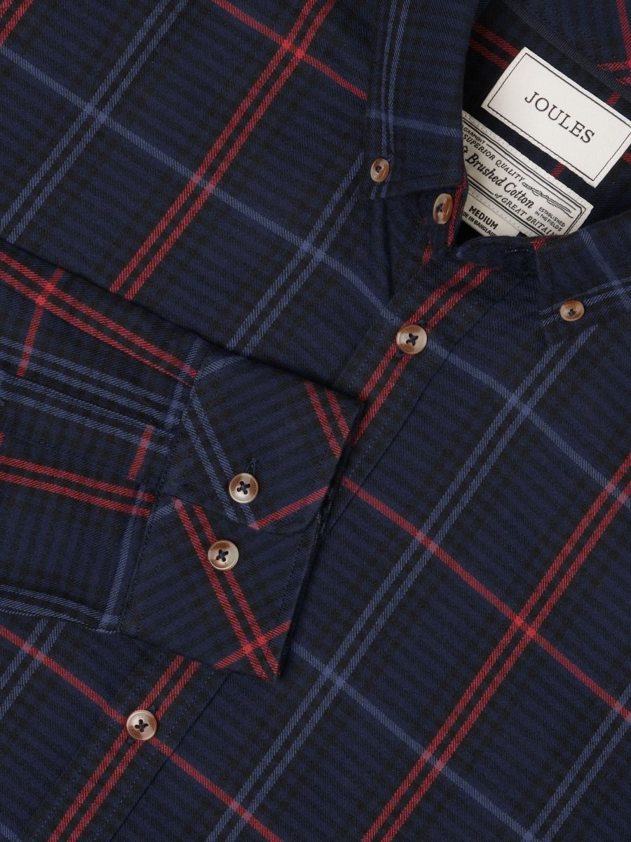 Lightweight Brushed Navy Flannel Cotton Shirt - RUTHERFORD & Co