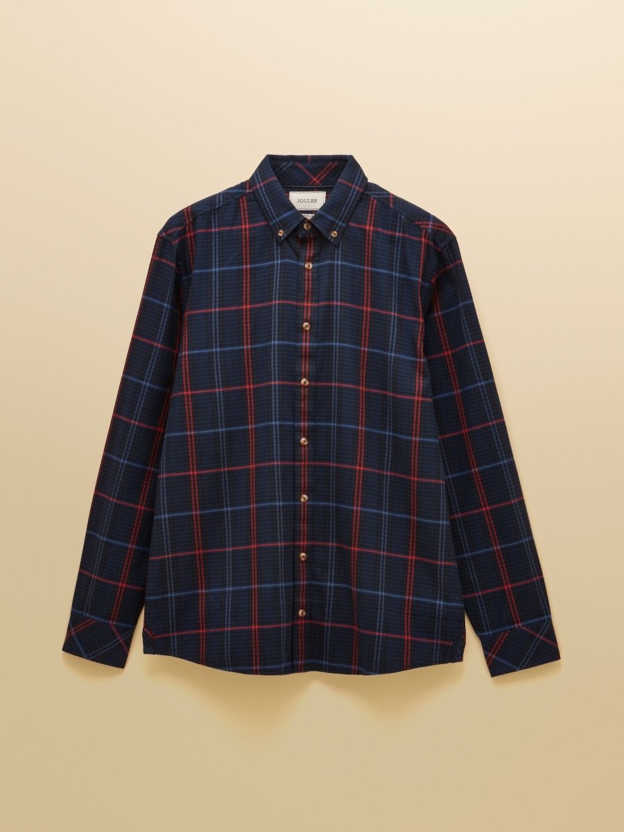 Lightweight Brushed Navy Flannel Cotton Shirt - RUTHERFORD & Co