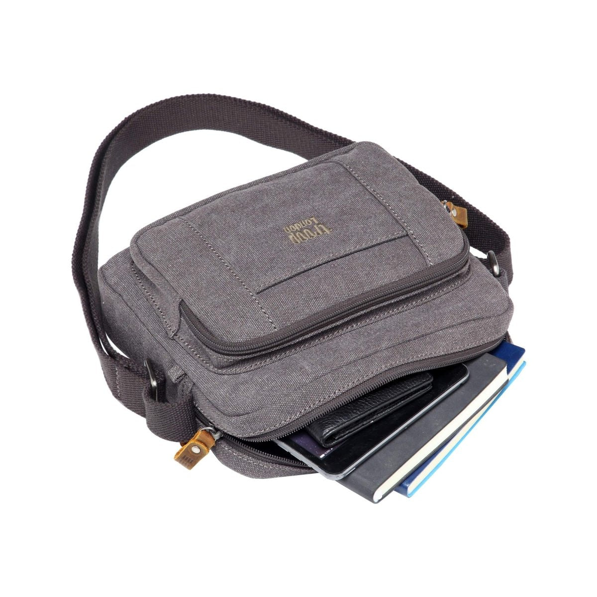 Lightweight Canvas Crossbody Bag | TRP0235 Charcoal - RUTHERFORD & Co